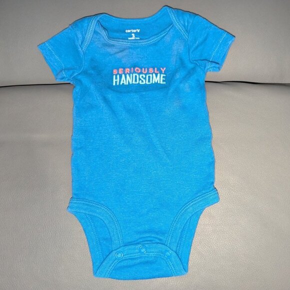 🐲3 FOR $9🦄 Carter's Short Sleeve Seriously Handsome Boys Onesie Bodysuit 3M - Picture 1 of 3